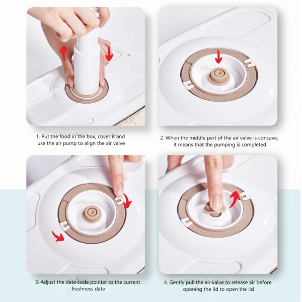 Square Plastic Vacuum Airtight Food Storage Containers with Valve Lids and Drain Tray - 图片 11