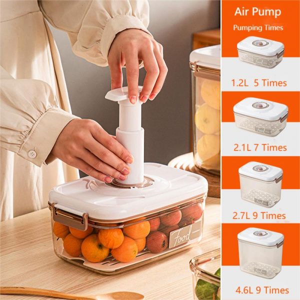 Square Plastic Vacuum Airtight Food Storage Containers with Valve Lids and Drain Tray - 图片 12