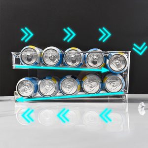 2-tier Auto Rolling Soda Can Organizer for Refrigerator Freezer
