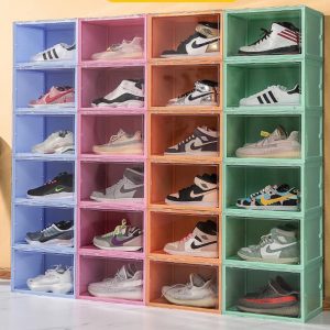 Macaron Colorful Magnetic Side Door Plastic Sneaker Storage Box