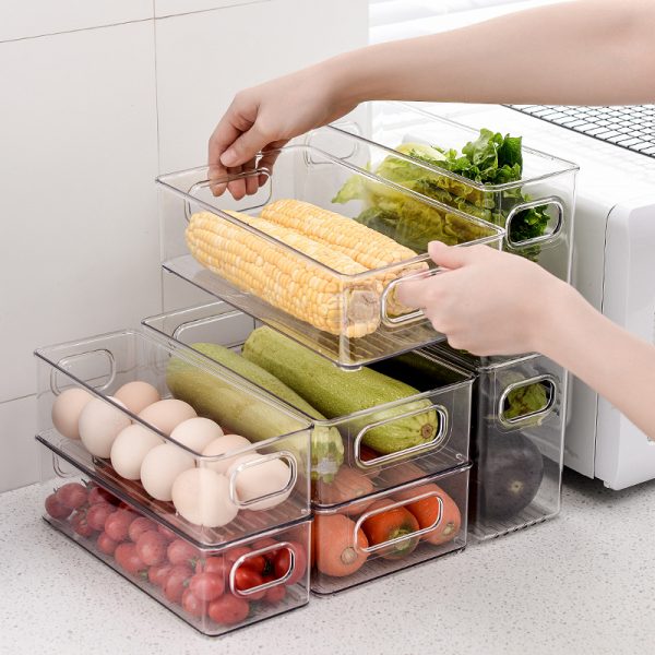 8 pack BPA Free Custom Clear Plastic Fridge Storage Drawer Organizer Pull Out with Lids