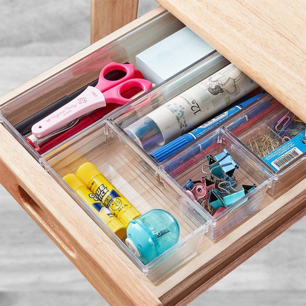 16 pcs Clear Drawer Organizer Tray Set for Makeup, Kitchen, Bathroom, Office - 图片 5