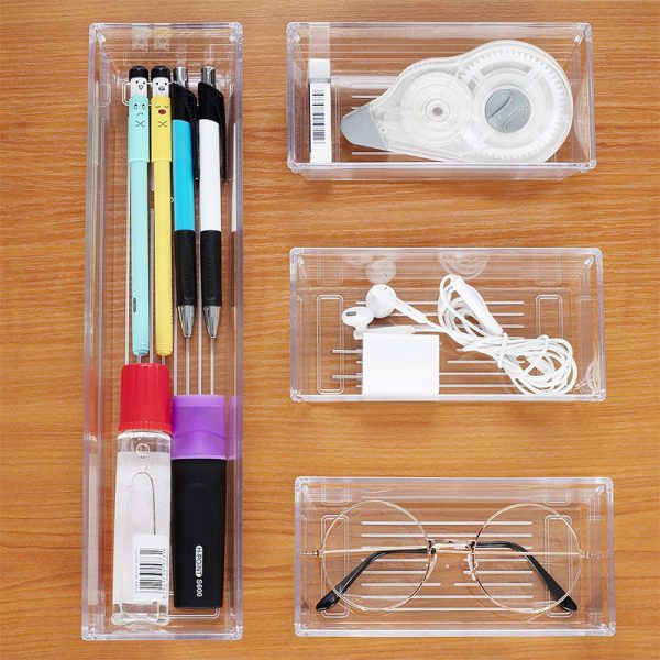 16 pcs Clear Drawer Organizer Tray Set for Makeup, Kitchen, Bathroom, Office - 图片 4